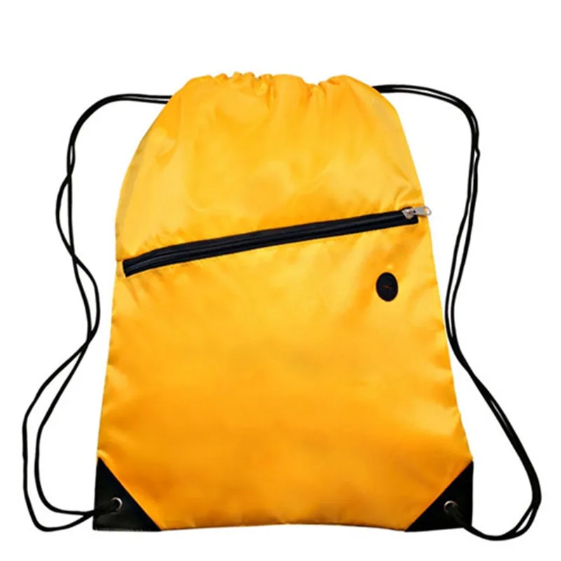 New Simple Style Portable Solid Color Travel Fold Mini Shoulder Bags Casual Drawstring Backpack Beach Bag 7393