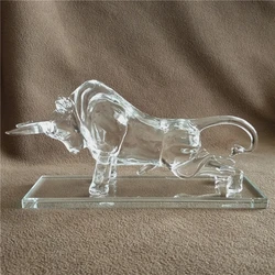 Quartz Crystal Glass Bull Miniature Mineral Figurine Ox Mascot Ornament Craft Accessories for Home Decor Business Gift Birthday