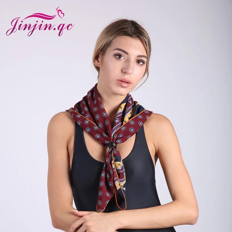 

Jinjin.QC 2019 New Silk Square Scarf Brand Satin Scarves Polyester 70*70 Hijab Colors Bufandas Mujer Horse echarpe foulard