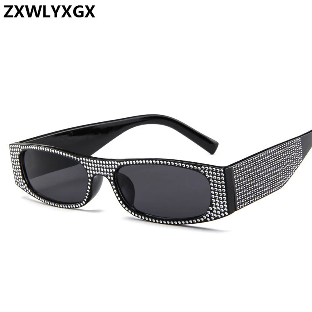 ZXWLYXGX  Small square sunglasses women imitation diamond sung lasses Retro evening glasses cross fashion sunglasses UV400