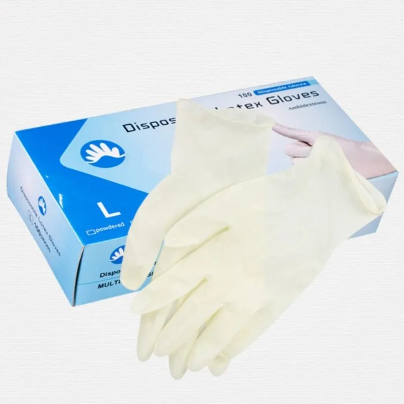 10Pcs Disposable Latex Gloves Anti-skid Acid-base Laboratory Rubber Gloves Powdered Easy Slip On/Off Household Cleaning Supplies