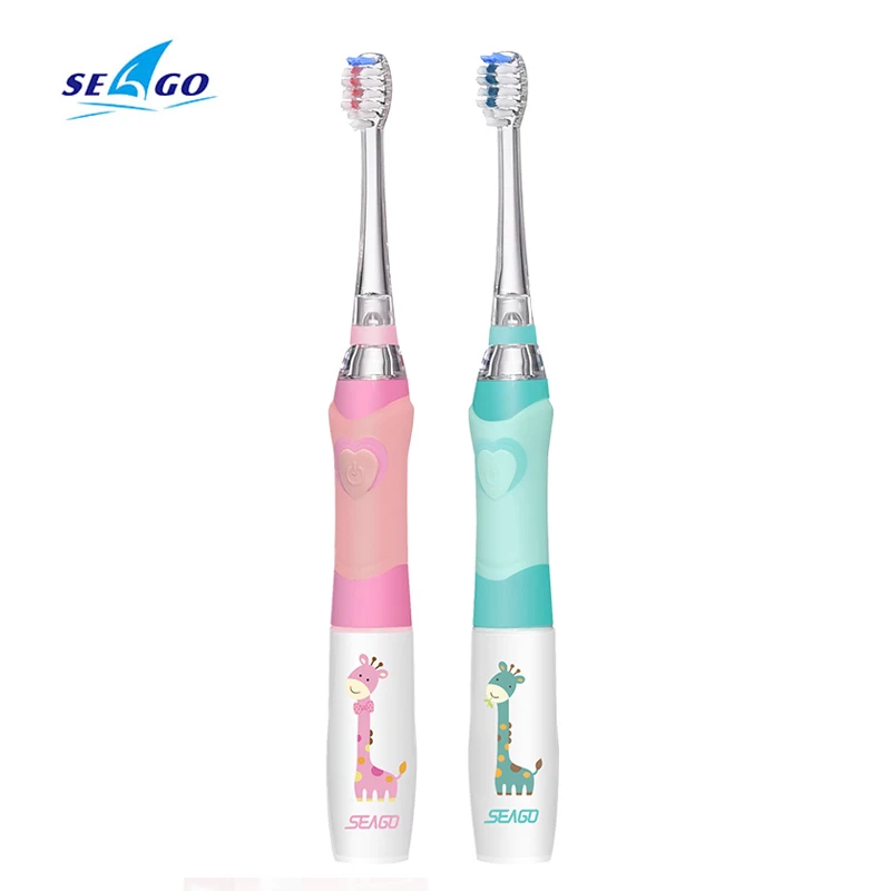 Seago Kids Sonic Electric Toothbrush Colorful LED Lighting Waterproof Soft Bristles 16000/min Smart Tooth Brush for Children