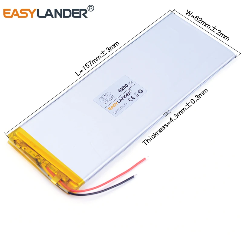 4362157 3.7V 4200mAh Rechargeable Lithium Li-ion Polymer Battery For e8hd  aigo M50D M50 M80 M802 4060160