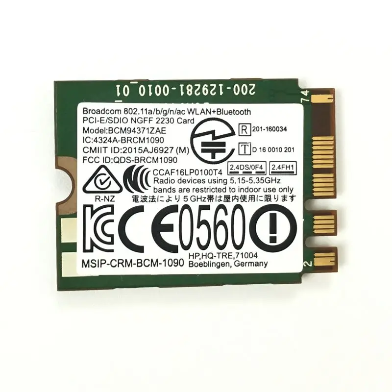 Broadcom BCM94371ZAE BCM4371 802.11 AC NGFF M.2 867Mbps WiFi 블루투스 4.1 콤보 SPS 849915-001 무선 네트워크 카드 wifi