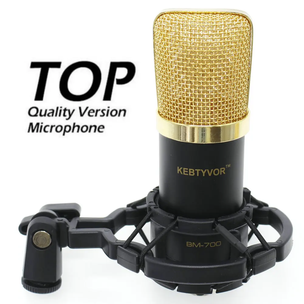 

Professional BM-700 Computer Microphone 3.5mm Wired Condenser Sound Microphone With Shock Mount For Recording Braodcasting