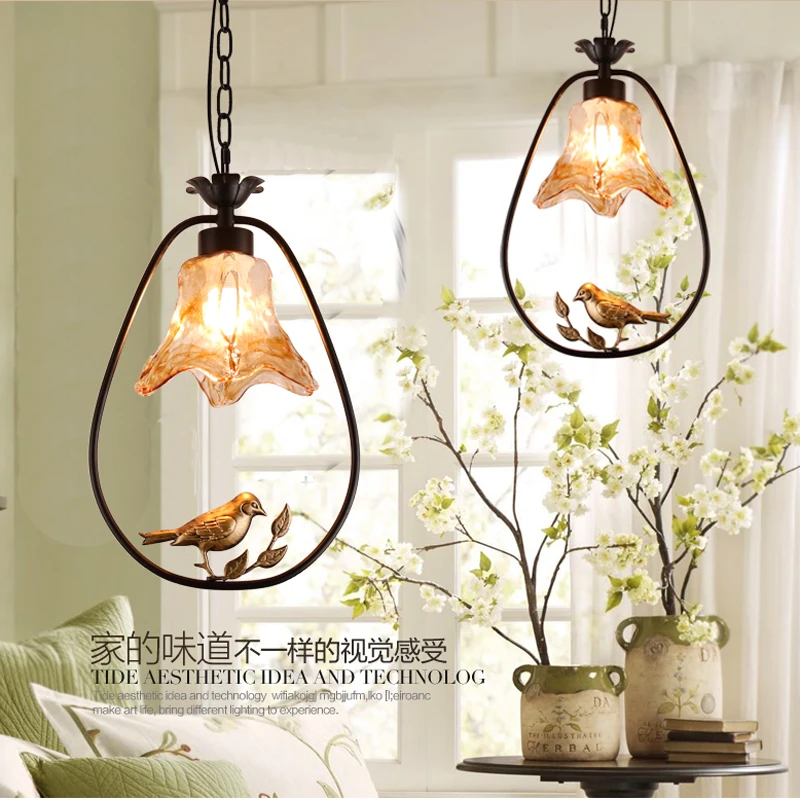 

European style garden retro simple modern porch balcony bar ornaments bird pendant lights LO847