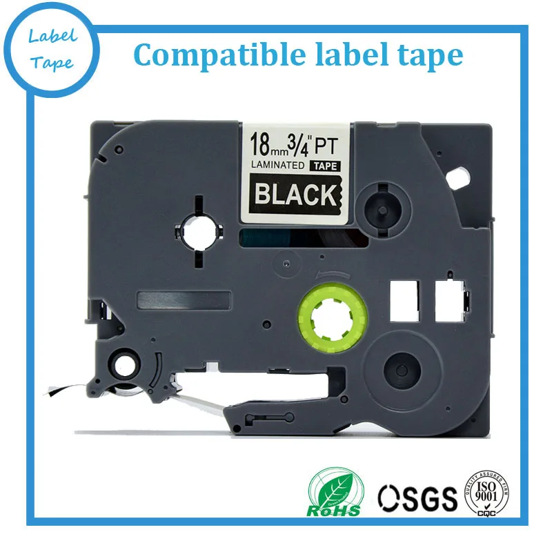 18mm tz345 White on Black brother tze tape laminated label for p touch maker tze 345 tze-345 tz-345