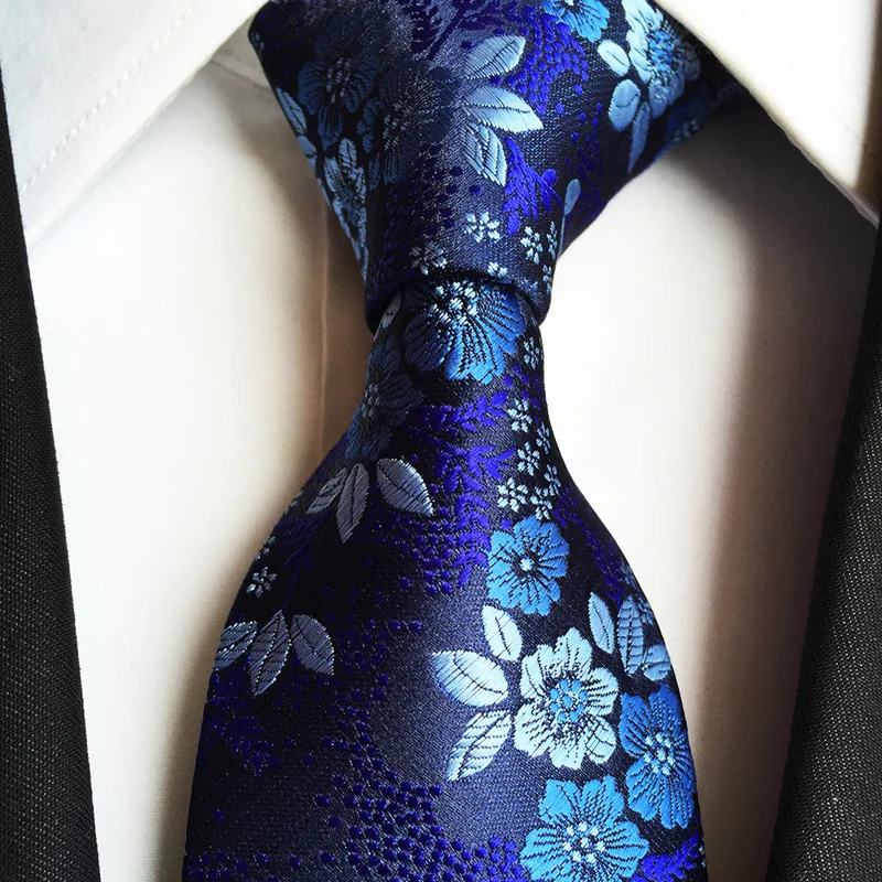 Gravata clássica masculina de luxo com flores, floral, em seda, elegante, vestido formal de 8cm, acessórios para festa de casamento, presente para homens