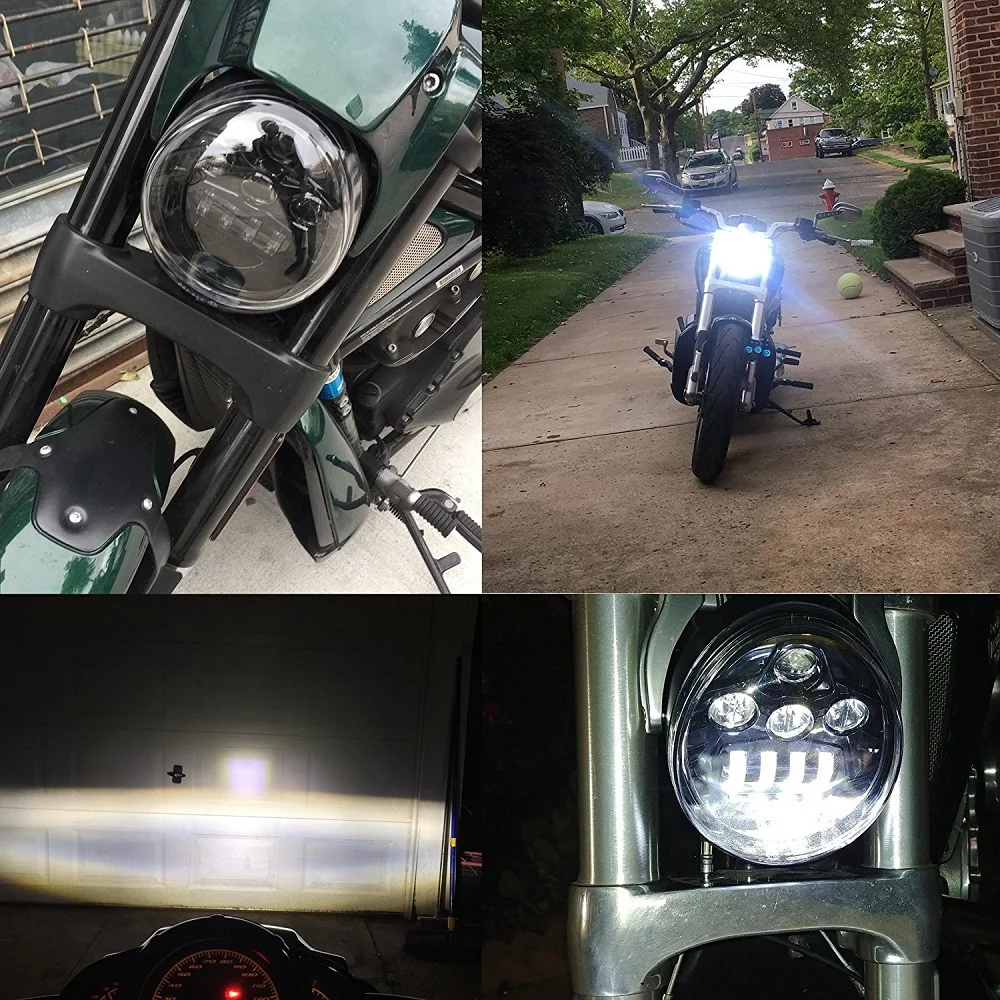 DOT E9 Led Headlight Assembly for Harley VROD VRSC VRXSE V-Rod, VRod Muscle Screamin' Eagle CVO V-Rod Motorcycle H4 Headlamp image 6