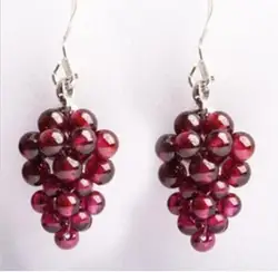 Natural crystal garnet grape earrings female ear hook fashion jewelry