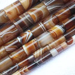 Beautiful 6-17mm Coffe Color Stripe agates Tube Beads 15