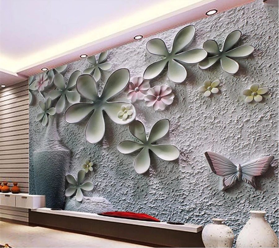 

beibehang Custom wallpaper 3D photo mural relief wall floral relief decorative painting interior background wall papel de parede