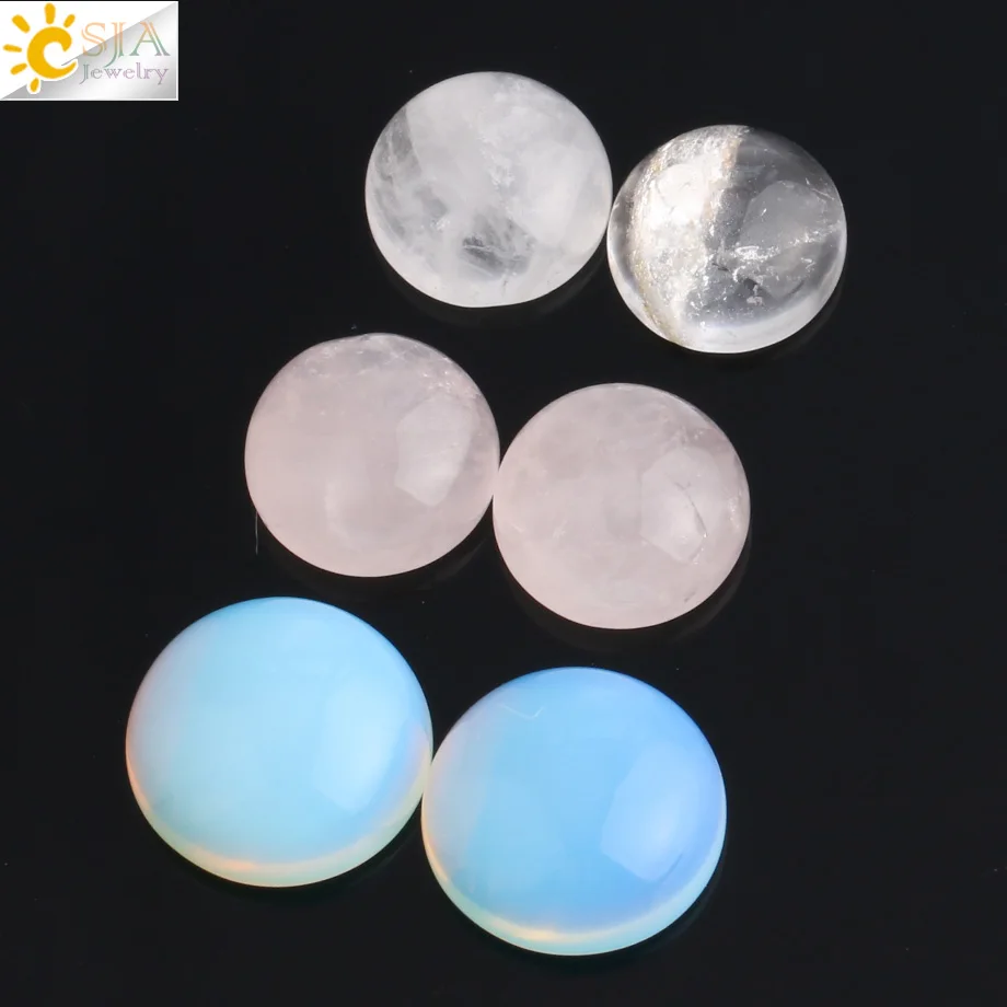 CSJA Natural Stone Cabochon 7 10 12 mm Round Dome Loose Beads for Women Men DIY Jewellery Making Rings Earrings Accessories G038