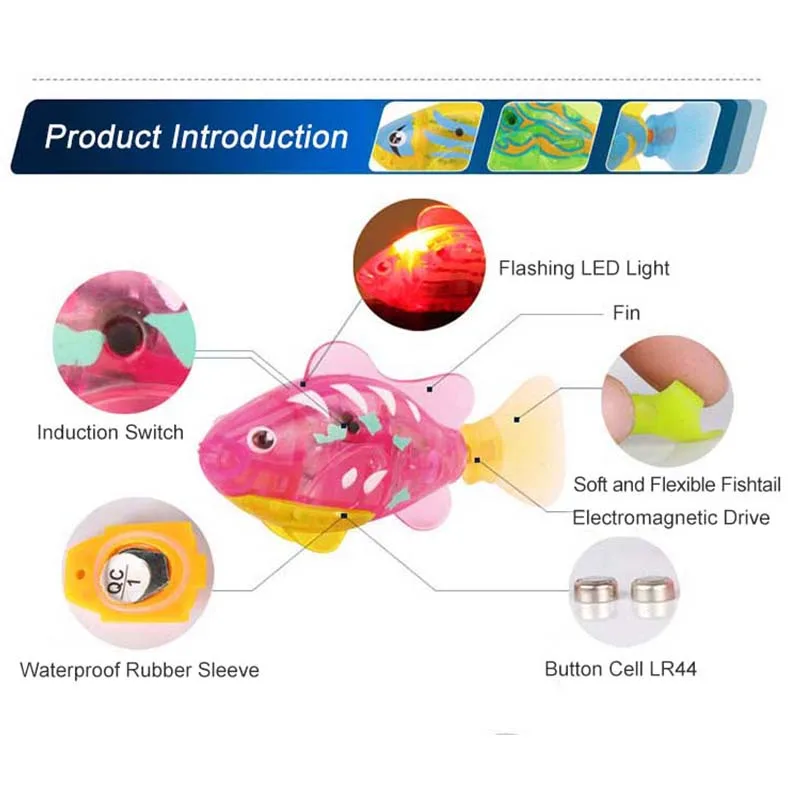 Flash Swimming Electronic Pet Fish Bath Toys for Children Kids Bathtub Battery Powered Swim Robotic for Fishing Tank Decoration