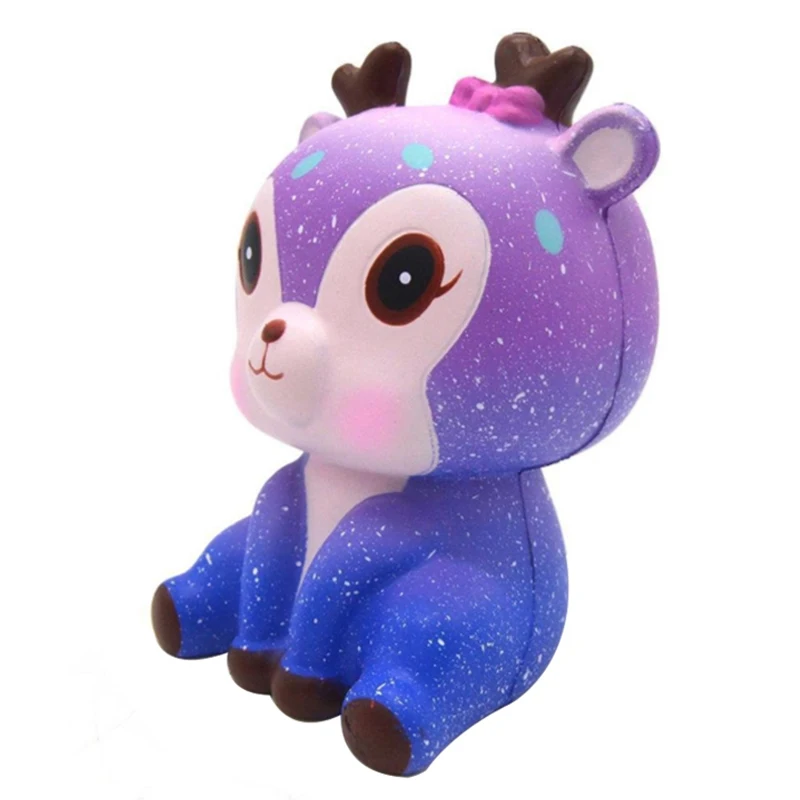 Jumbo Kawaii Colorful Galaxy Deer Squishy Slow Rising Squeeze Toys Cream Sweet Scented Anti Stress Toy for Funny Kid Xmas Gift