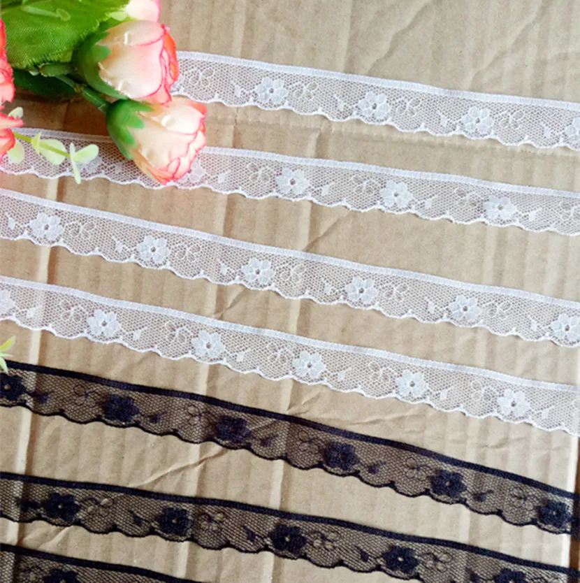 Width 16mm 30yards 2colors Embroidered Net Lace Trim fabric Garment ribbon headband wedding party decoration DIY Accessorie #564