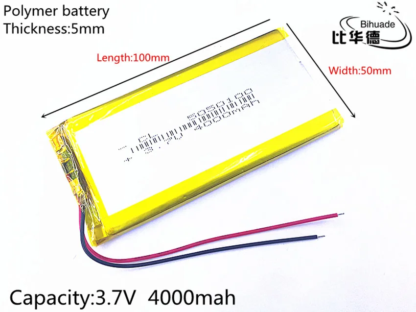 1pcs/lot 3.7V 4000mAh 5050100 Lithium Polymer LiPo Rechargeable Battery ion cells For Mp3 Mp4 Mp5 DIY PAD DVD