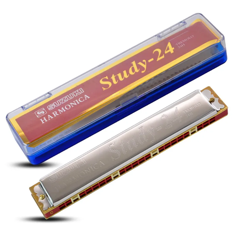 Suzuki 24 hole Harmonica key of C Tremolo Folk Master Harmonica 24 Hole Beginner Playing Polyphonic Tone