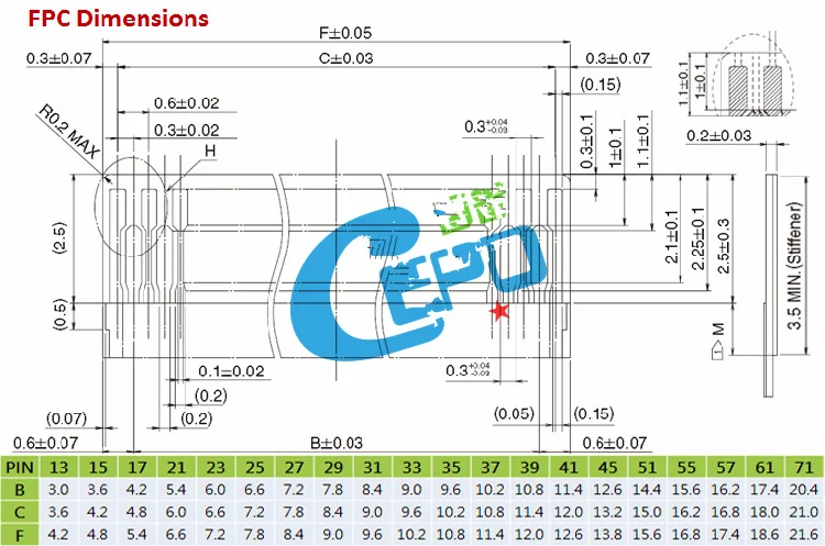 39 핀 테스트 익스텐션 라인 FPC, 0.3mm 간격 FPC, 유연한 플랫 케이블, LCD 스크린, 유연한 라인 ZIF 커넥터, 골드 핑거 FPC, 5 개