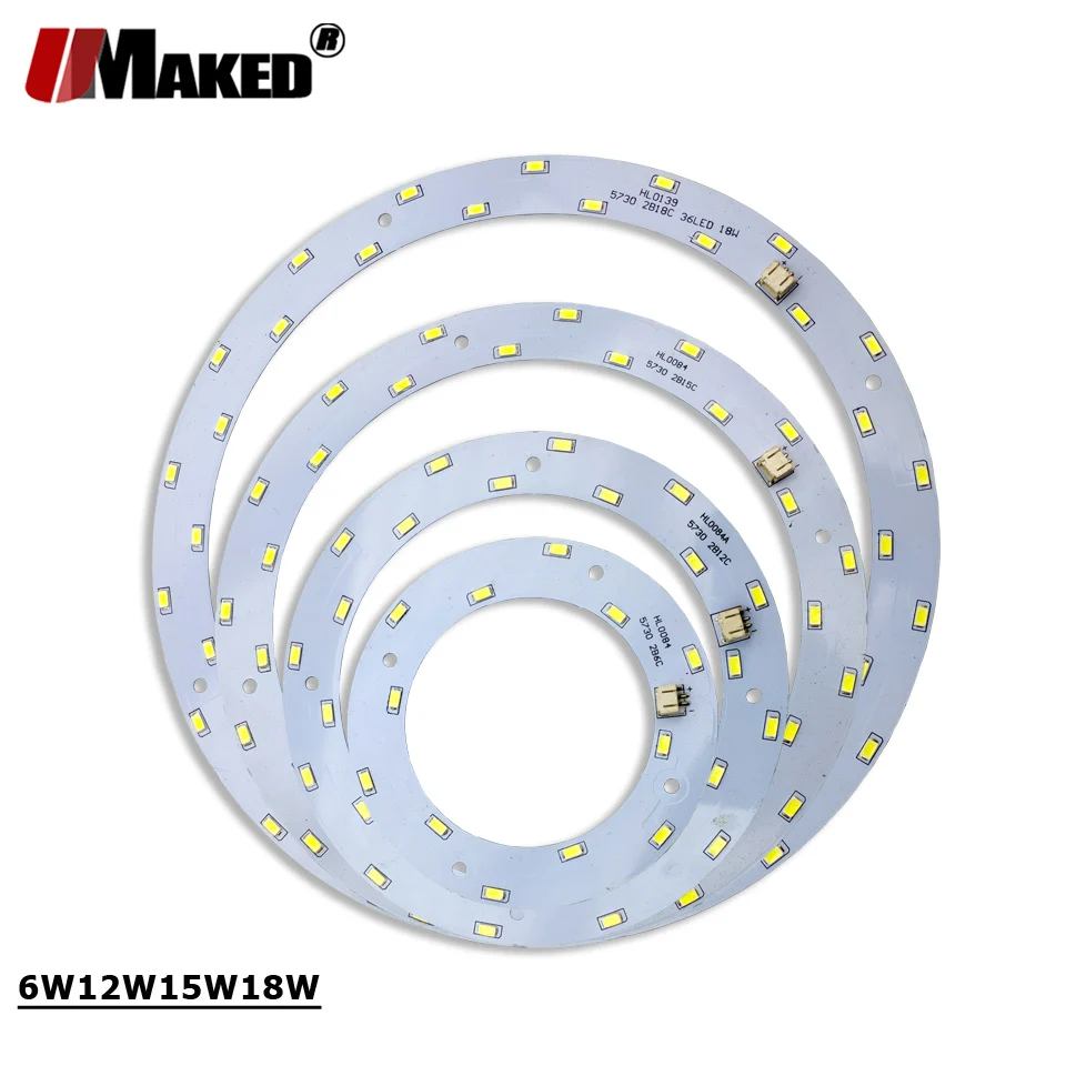 UMAKED SMD5730 LED PCB 8W12W 18W Round Light Ceiling Light Replace Tube Light Retrofit Aluminum Lamp Plate For Ceiling light DIY