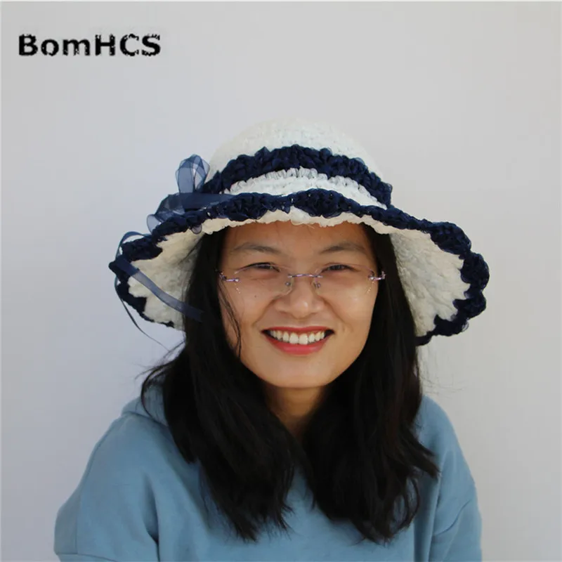 BomHCS Ribbons Handmade Sun Hat Women Summer Spring Party Cap for Girl Lady