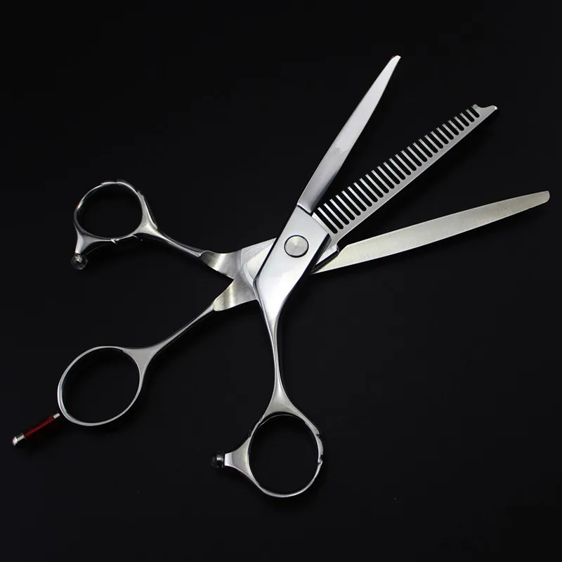 professional Japan 440c 6 inch 2 in 1 hair cutting + thinning multi blade hair scissors shears cut barber hairdressing scissors