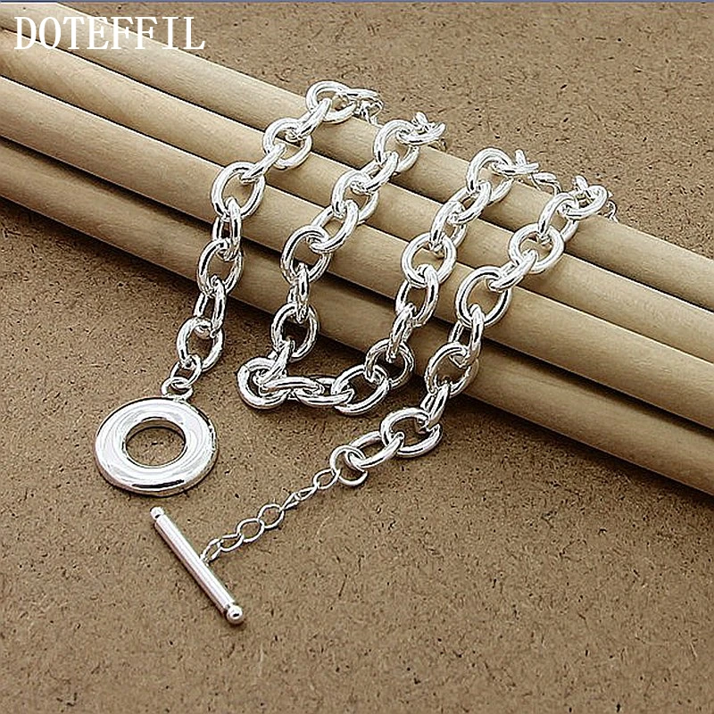 DOTEFFIL 925 Sterling Silver 18 Inch Original Base Chain Necklace OT Buckle For Women Man Wedding Engagement Fashion Jewelry