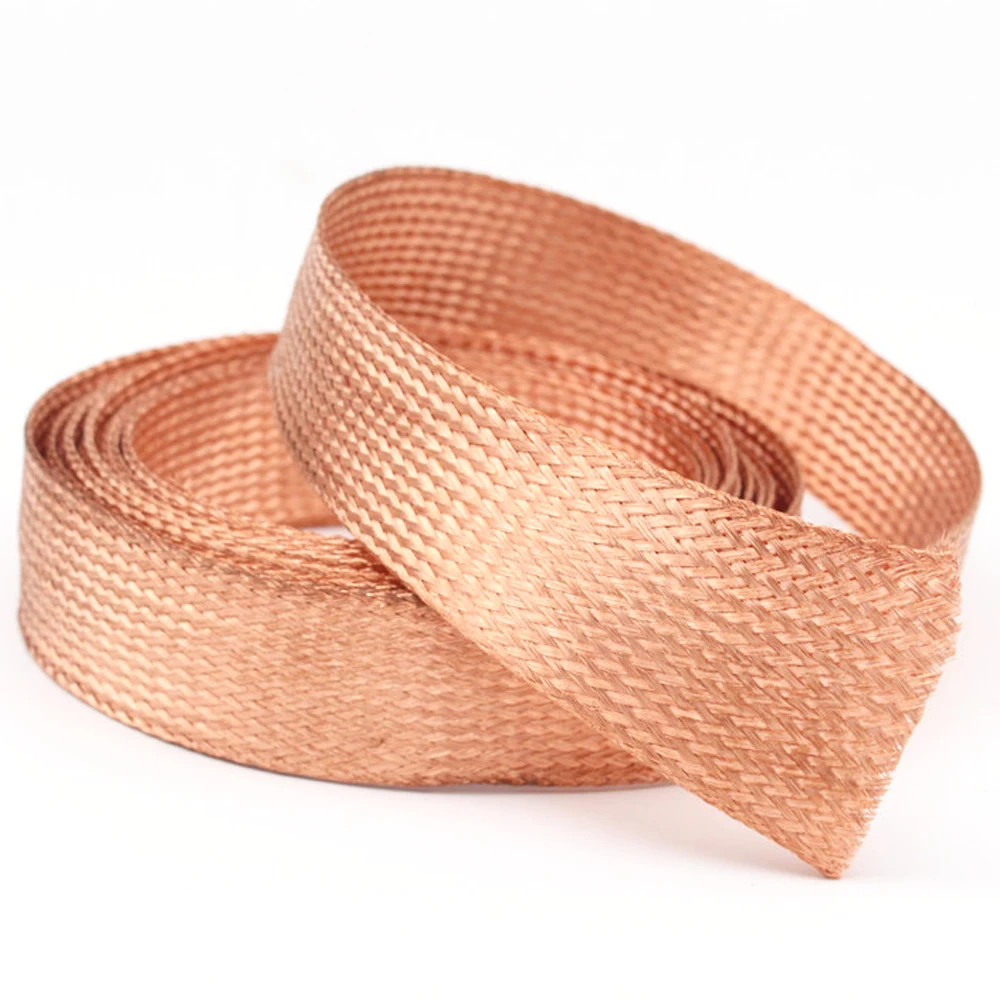 1m 15mm Flat Tinned Copper Braid Sleeve Screening Tubular Cable DIY