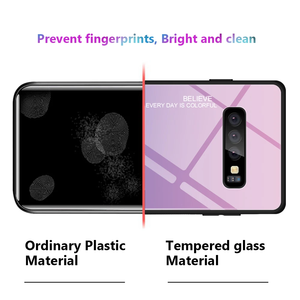 For Samsung Galaxy S10 Plus Case Hard Tempered Glass Fashion Gradient Protective Back Cover case For samsung s10e s10+ s10plus