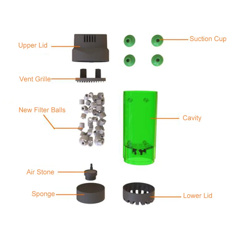New Aquarium Filter Fish Tank Fluidized Moving Bed Filter Bubble Bio Filter Media With Air Stone And Sponge Filter