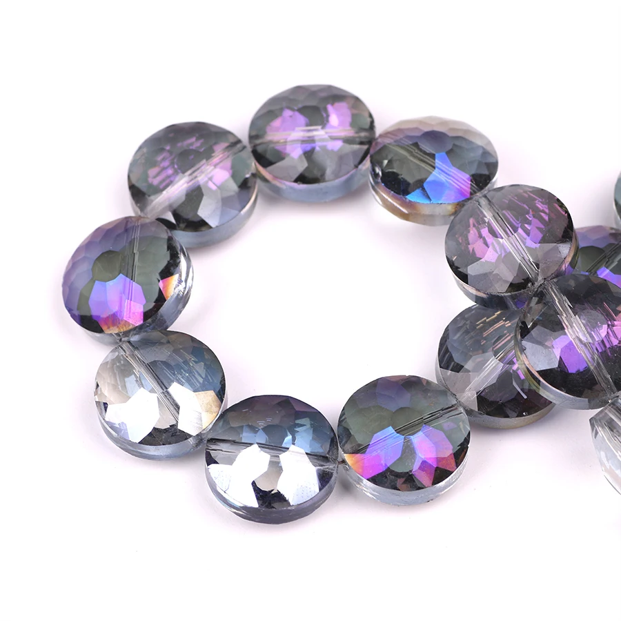 Czech Glass Round Stone Beads 14mm Faceted Crystal Flat Loose Beads DIY Making Lampwork Crystals Beads Wholesale