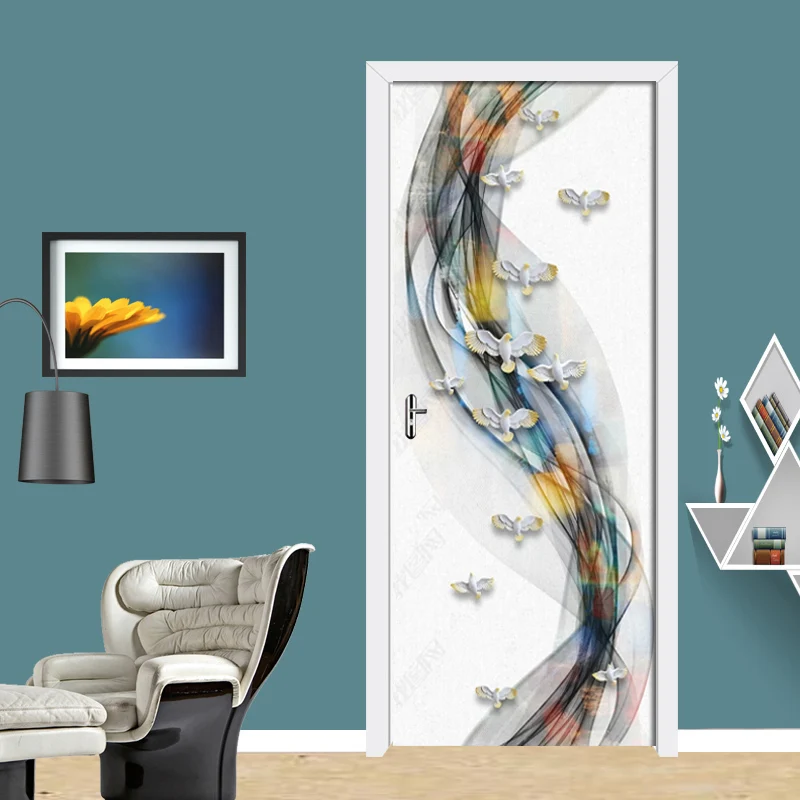 

PVC Waterproof Self-Adhesive 3D Door Sticker Wallpaper For Living Room Bedroom Door Wallpaper Art Wall Decals Mural Wall Sticker