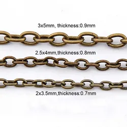 10m/lot Three Size Antique Bronze Color Necklace Chains Brass Bulk for DIY Jewelry Making Materials