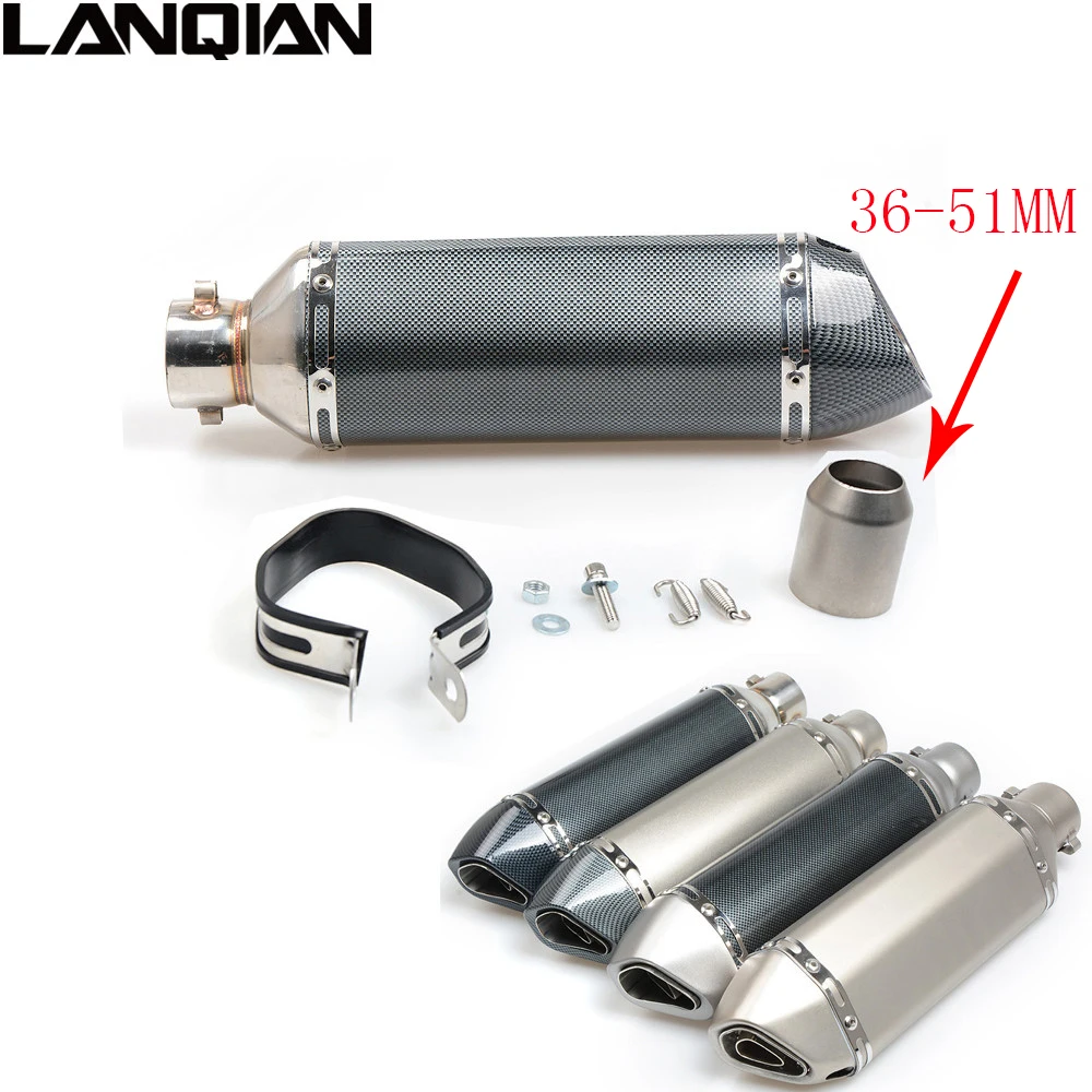 

38- 51MM Carbon fiber Motorcycle Escape Modified Muffle Exhaust Pipe for YAMAHA R6 R1 R15 GSXR 600 750 KAWASAKI ER6N Z1000 Z750