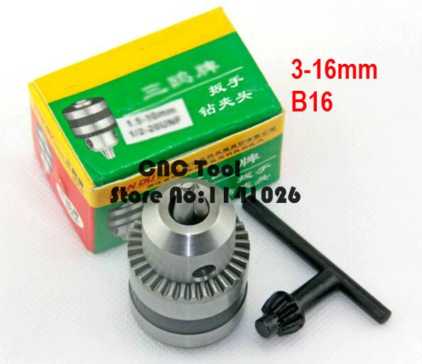 Key Type 3-16mm Capacity B16 Tapered Bore Drill Chuck  for   Drills Power Tools Accessories