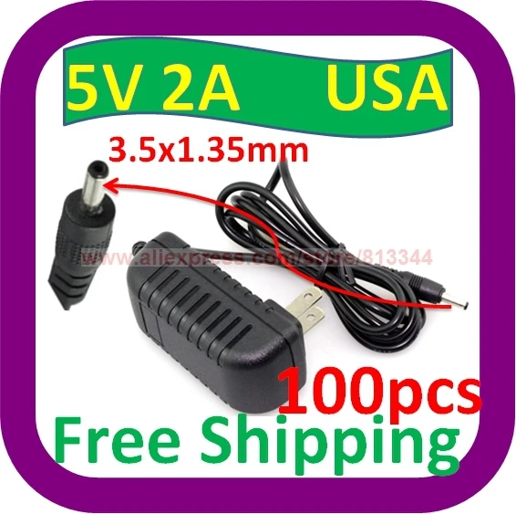 

100 pcs 5V 2A 3.5mm * 1.35mmPower Adapter Home Wall Charger for Cruz Tablet T301 PC PSU 10w DC3.5mm