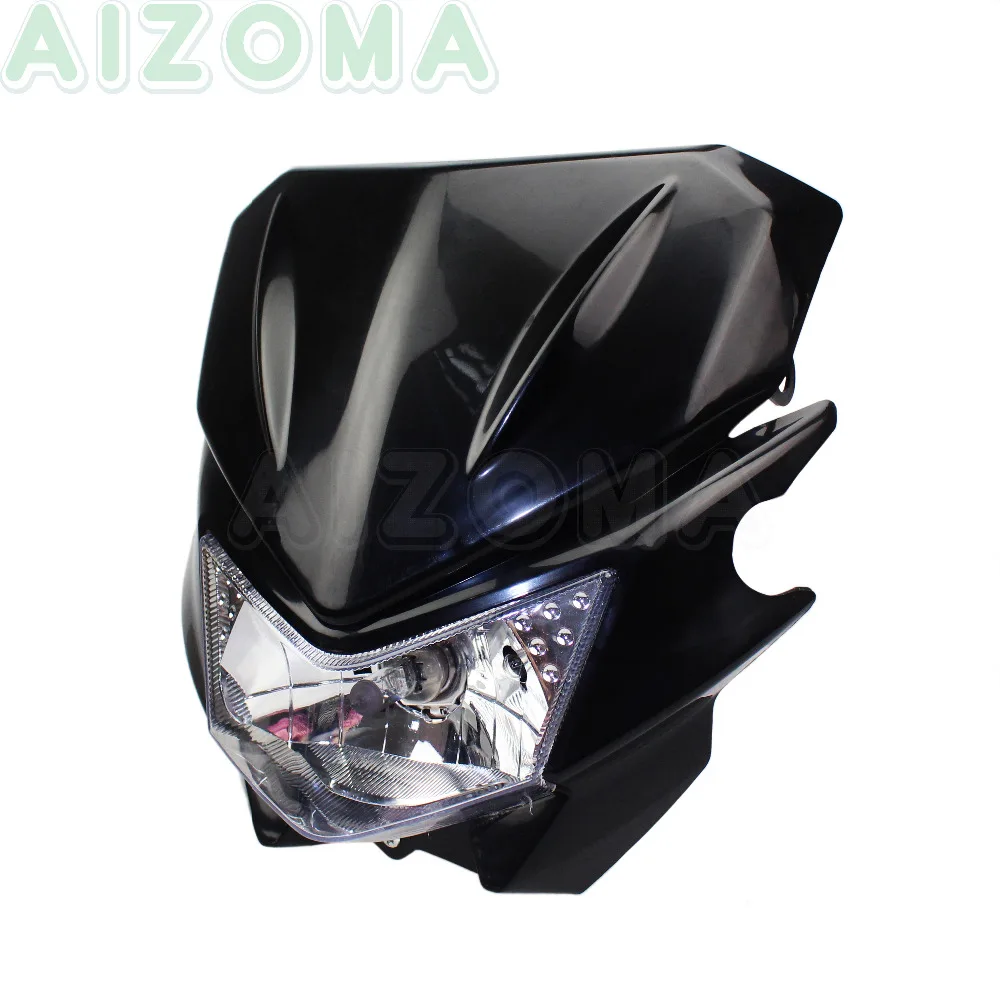 Street Bike Motorcycle Headlight Front Head Lamp Fairing Black For Honda Suzuki Kawasaki KSR KLX KLR KX 110 125 150 250 650