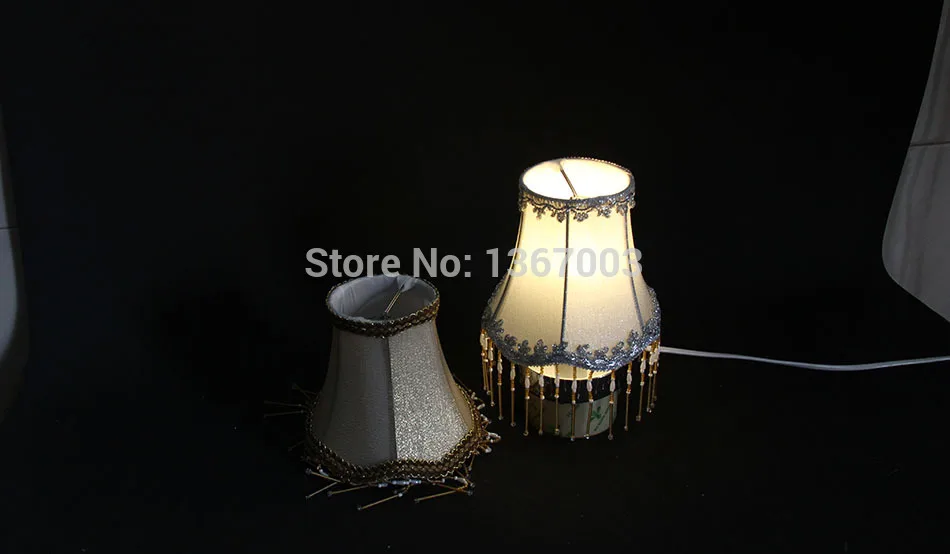 Gold and Silver Color Chandelier lamp shade with beads,  High Quality  Fabric Wall Lampshades, Clip On