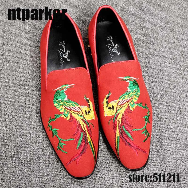 

ntparker Limited Edition Handmade Men's Leather Shoes Red/Black Suede Men Flats Casual Leather Shoes Wedding Party Dress Shoes