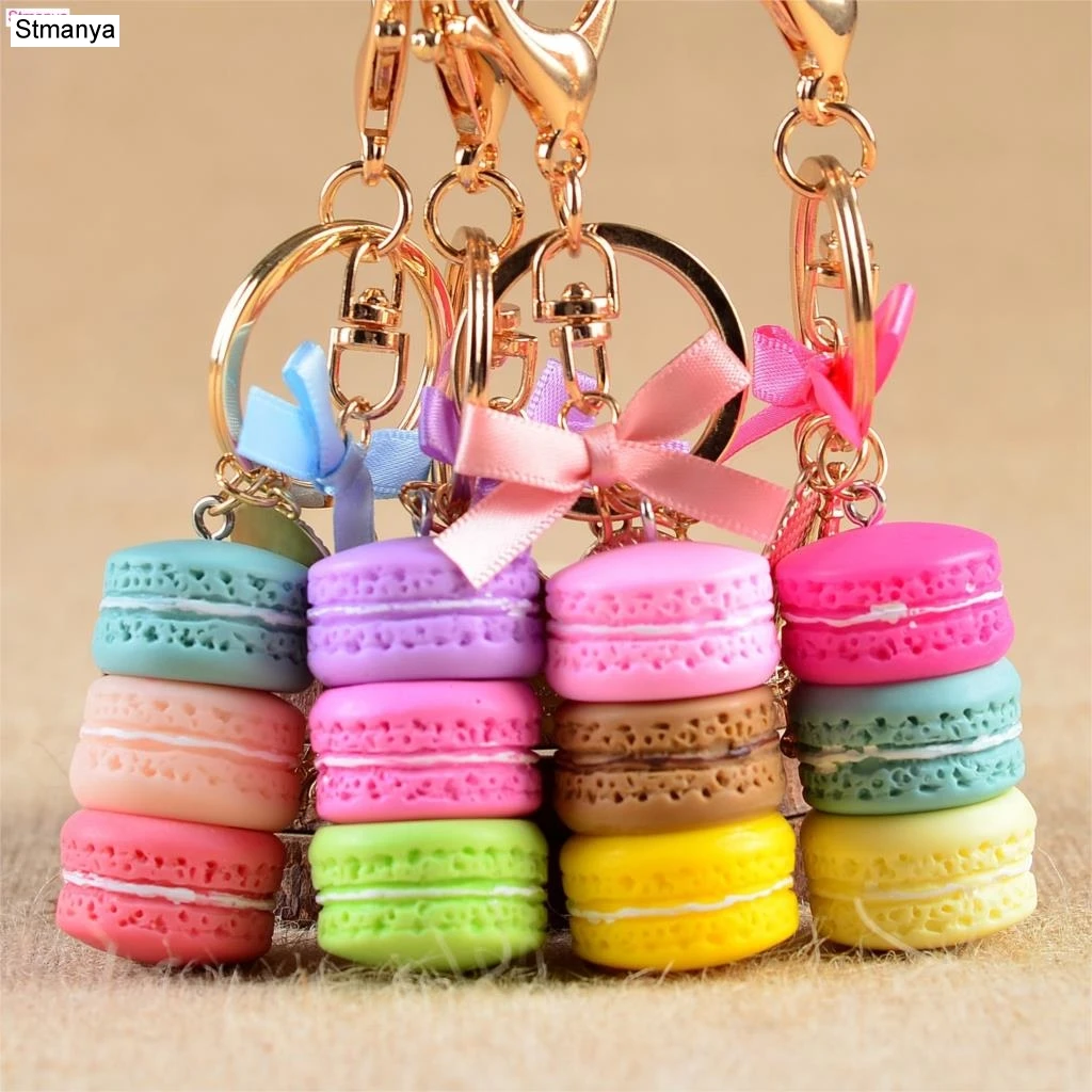 Women Cake Key Chain Fashion Cute French pastries Keychain Bag Charm Car Key Ring Wedding Party gift Jewelry 17278