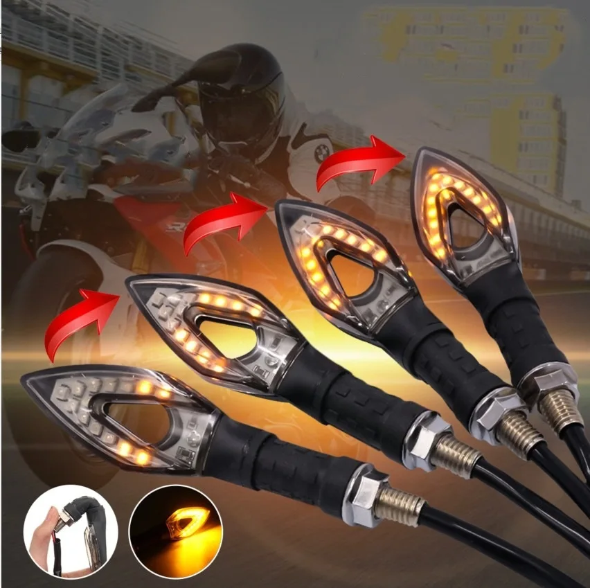 WINTUWAY 14 LED Motorcycle Turn Signal Lights Flowing Water Lamp Diamond Indicating Signal lights Motorcycle Accessories