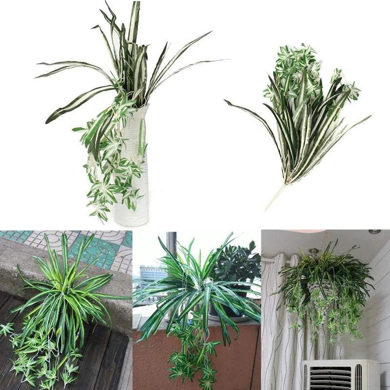 JX-LCLYL Artificial Faux Silk Spider Greenery Plant Chlorophytum Comosum Home Decor