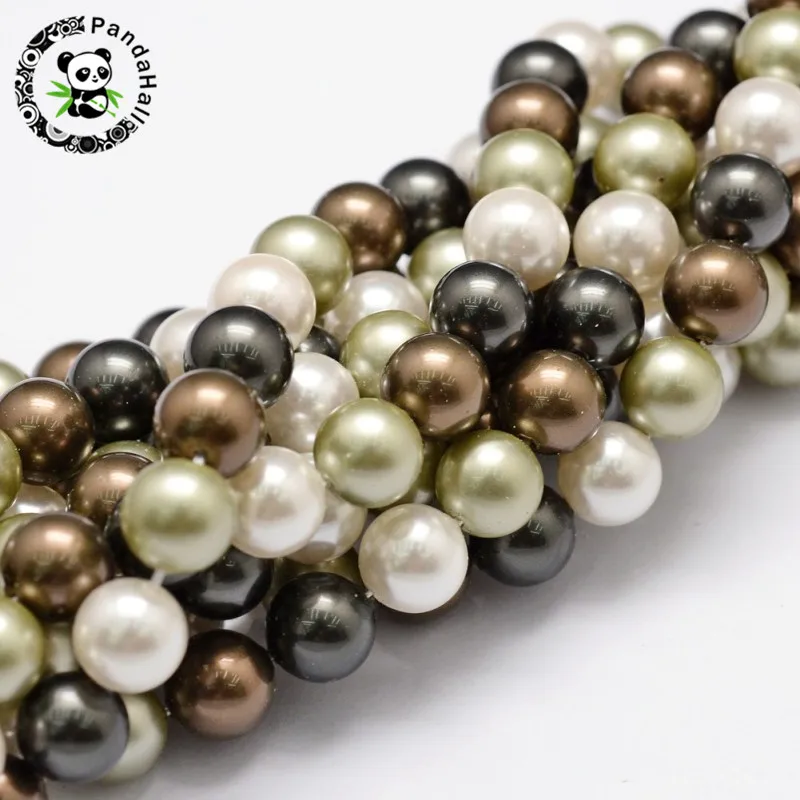 8mm Round Shell Pearl Bead Strands for Bracelets Earrings Necklaces Making Grade A Colorful Hole: 1mm; about 54pcs/strand, 16\