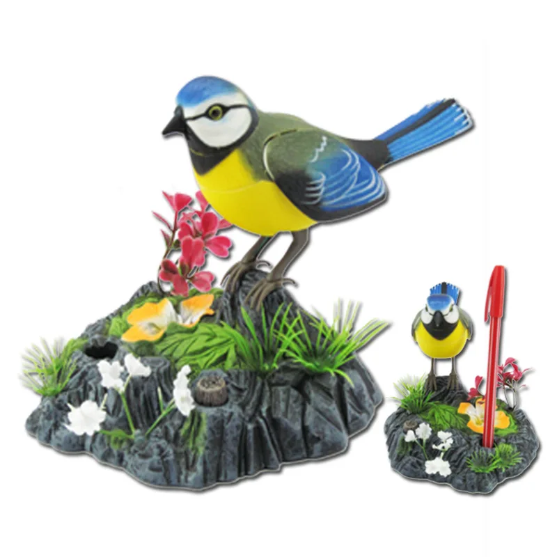 Electric Singing Voice-Activated Simulated Bird Toy Musical Parrot Magpie Model Electronic Pets Rockery Garden Decorations