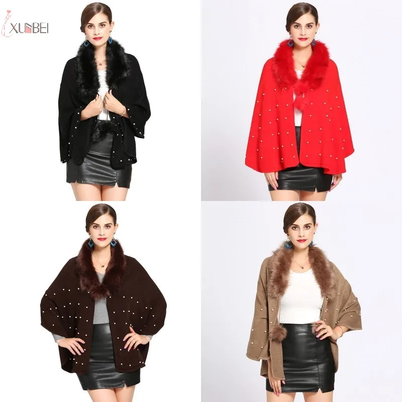 Autumn Winter Women Faux Fur Bridal Wedding Jacket Wrap Shawl Stole Cape Cloak Bolero Wedding Accessories