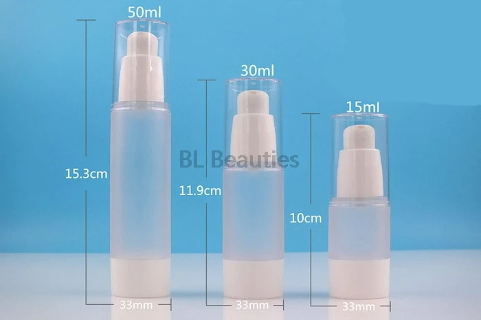 15ml 30ml 50ml 반투명 바디 병 리필 용기 용 투명 에어리스 진공 펌프, 로션 세럼 화장품 액체