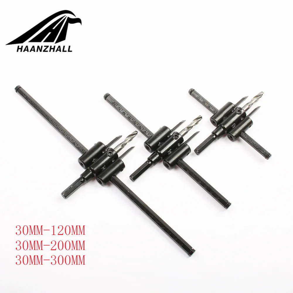 

Adjustable Metal Wood Circle Hole Saw Drill Bit Cutter Kit DIY Tool 30mm-120mm Black Alloy blade 30mm-200mm 30mm-300mm