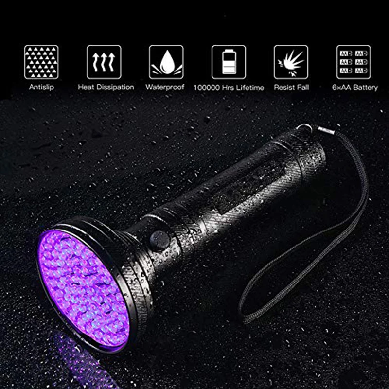 100 LED UV Blacklight Flashlight Super Bright 10 W 395 nm Violet Ultra Hand Lamp UV Torch Light For Money ,Bed Bugs, Scorpions