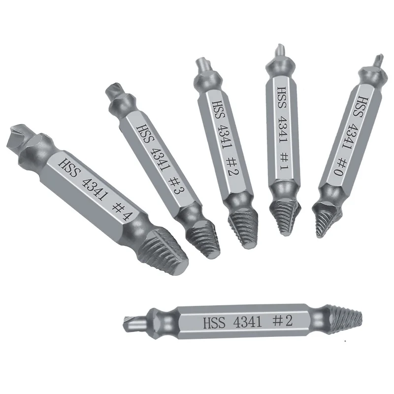 Juego de brocas extractoras de tornillos dañados, juego de guía de velocidad rota, Perno de salida fácil, herramienta removedora de tornillos pelados, 6 unids/set