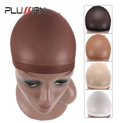 Plussig-Brown Stocking Wig Cap, Pacote Profissional Cabelo Net, Loiro Escuro Hairnet, Atacado, 1Pack 2Pcs